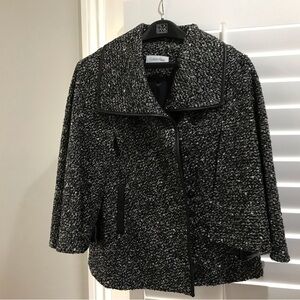 Calvin Klein Women's Black and White Tweed ‘Fully -Lined “Cape/Coat”.